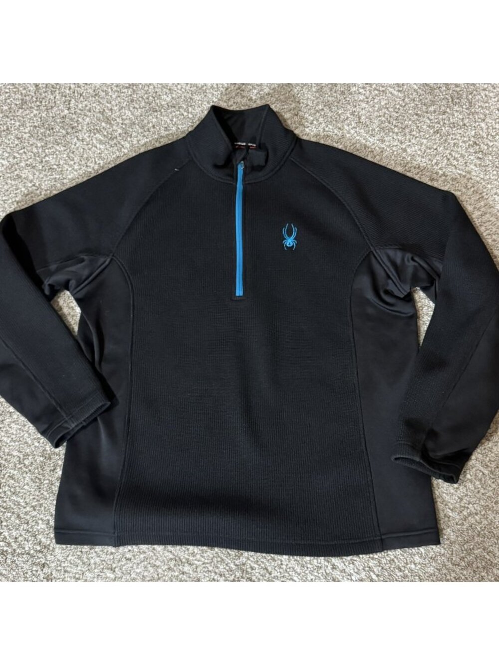 SPYDER Activewear Pullover Jacket Men's Large L Black 1/4 Zip Athletic Fit
